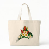 Stylized Ginger & Plumeria Fronds Tote Bag