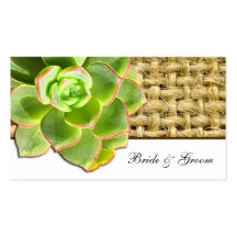 Stylized Hen and Chick Succulent Burlap Place Card Business Cards