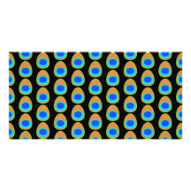 Stylized Peacock Feater Pattern on Black. Photo Card Template