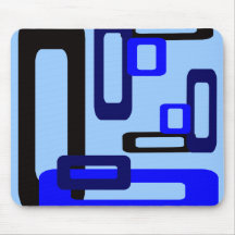Stylized Rectangles Blue/Black Mouse Pads