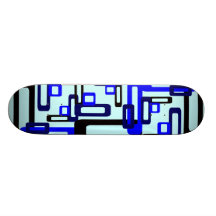 Stylized Rectangles Blue/Black Skate Board