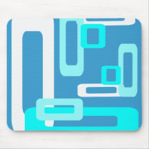 Stylized Rectangles Blue/White Mousepads