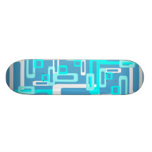 Stylized Rectangles Blue/White Skate Boards