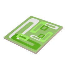 Stylized Rectangles Green/White Tiles