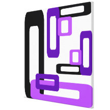 Stylized Rectangles Purple/Black Stretched Canvas Print