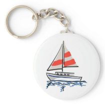Stylized Tropical Sailboat Keychains