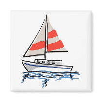 Stylized Tropical Sailboat Magnet