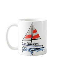 Stylized Tropical Sailboat Mugs