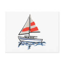Stylized Tropical Sailboat Postcard