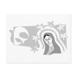 Stylized Virgin Mary Grayscale Postcard