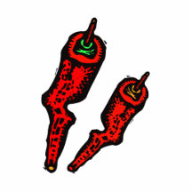 Stylized woody red peppers photo sculpture