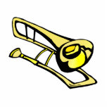 stylized yellow trombone graphic image photo cut out
