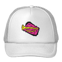 Stylized Yellow Trumpet Grapic Pink Background Hats