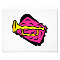 Stylized Yellow Trumpet Grapic Pink Background Photo Print