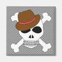Suave Skull Crossbones with Fedora Refrigerator Magnet