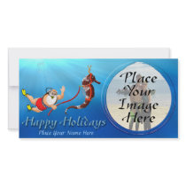 Suba Diving Santa And Seahorse Photo Card