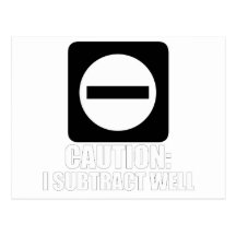 Subtraction 1 White Post Cards