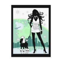 Successful Female in City Walking Poodle