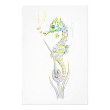 Succulent Seahorse Stationery Paper