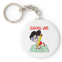 Sudoku Girl Black Hair Key Chain