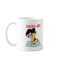 Sudoku Girl Black Hair Coffee Mug