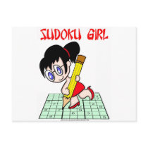 Sudoku Girl Black Hair Post Card