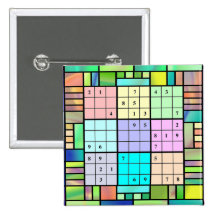Sudoku Stained Glass Design Buttons