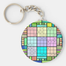 Sudoku Stained Glass Design Keychain