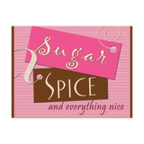 Sugar and spice baby shower postcard invites