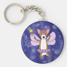 Sugar Plum Corgi Christmas Keychain