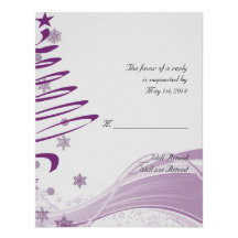 Sugar Plum Tree and Snowflakes in Purple Announcement