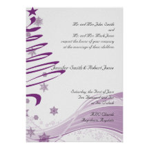 Sugar Plum Tree and Snowflakes in Purple Custom Announcements