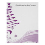 Sugar Plum Tree and Snowflakes on Lavender Letterhead Design