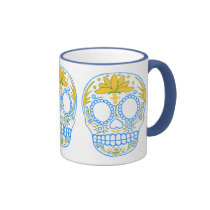 Sugar Skull (Blue/Yellow) Mug mugs