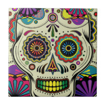 Sugar Skull Colours / Day of the Dead Art - tile