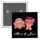Sugar Skull Couple Button - Customize w/your names