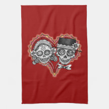 Sugar Skull Couple Kitchen Towel - Day of the Dead