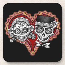 Sugar Skull Couple Muertos Coasters - Set of 6