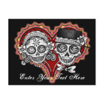 Sugar Skull Couple Postcard - Add Your Own Text!
