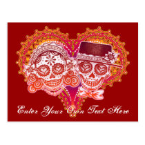 Sugar Skull Couple Postcard - Add Your Own Text! postcards