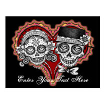 Sugar Skull Couple Postcard - Add Your Own Text! postcards