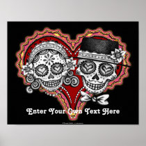 Sugar Skull Couple Print or Poster - CUSTOMIZE it!