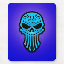 Sugar Skull Design (flat blue) Mousepads