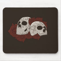 Sugar Skull Design with Roses Mouse Pad