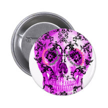 SUGAR SKULL IN VINES PRINT BUTTON