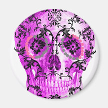 SUGAR SKULL IN VINES PRINT FRIDGE MAGNETS