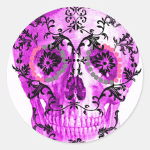 SUGAR SKULL IN VINES PRINT STICKER