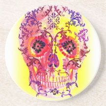 SUGAR SKULL PASTEL BRIGHTS PRINT DRINK COASTER