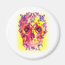 SUGAR SKULL PSYCHEDELIC PRINT REFRIGERATOR MAGNET