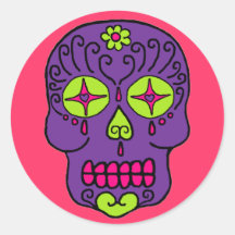 Sugar Skull Round Stickers